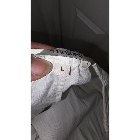 Tucker 100% Silk Ivory Spaghetti Strap Maxi Dress Adjustable Waist Tie Size L - Picture 7 of 9